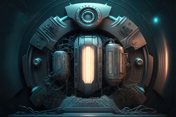 Wall Mural - abstract in futuristic interior architecture of spaceship with power generative technology. concept 
