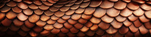 Reptipe Or Dragon Skin With Scales. Shiny And Colourful Panoramic Banner. Abstract Texture. Generative AI