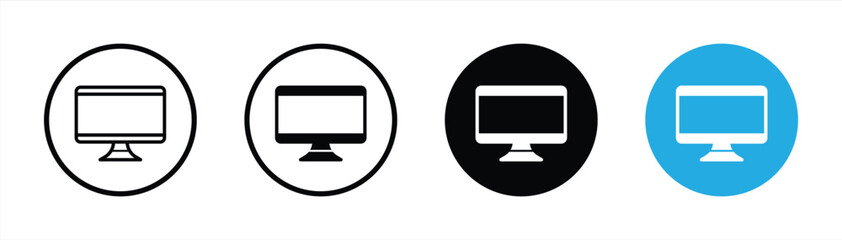 Wall Mural - computer monitor screen icon set. line and flat style icon symbol sign collections, vector illustration