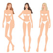 © Shorena Tedliashvili - Fashion models posing, vector illustration. Women's body templates. Nine-head fashion female colored croquis with face and hairstyle, vector set.