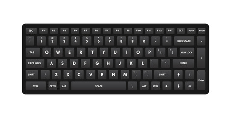 Wall Mural - Black Keyboard Qwerty Keys Realistic Vector Illustration