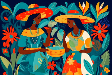 Wall Mural - Traditional Colombian background, festival inspiration illustration, Generative AI