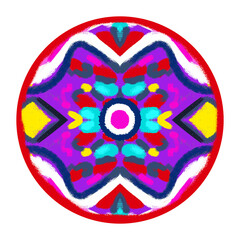 Sticker - Colorful mandala ornament on white background