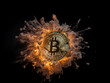 An exploding bitcoin coin