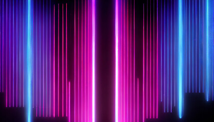 Purple pink and blue glowing neon lines, AI Generated