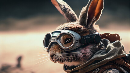 Bunny wears glasses, is preparing to take part in a race with Generative AI.