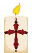 Lighted Paschal candle with cross for Easter Vigil, Vector illustration