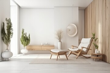 Wall Mural - modern living room with white furniture. Generative AI