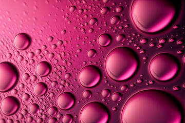 Wall Mural - macro water drops droplets beading on a hot pink colored painted metal car with waxed finish, background, generative ai