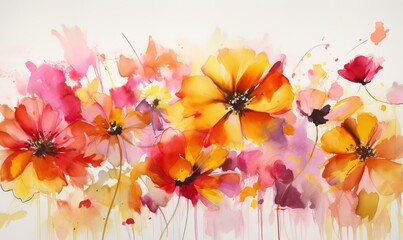  a painting of flowers painted on a white background with watercolors.  generative ai