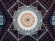 Valencia, Spain: symmetrical roof decoration of the vintage market hall 