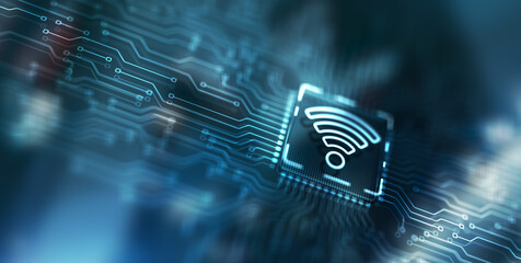 Wall Mural - wireless internet connection communication mobile technology concept