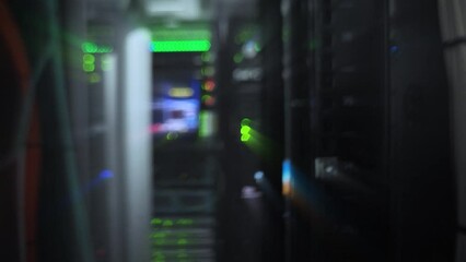 Wall Mural - blurred abstract server room. animation datacenter. futuristic technology concept.