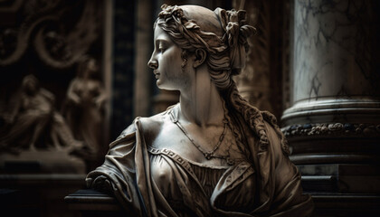 Poster - Grief stricken women praying at Renaissance cathedral altar generated by AI