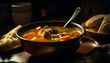 Fresh vegetable soup with braised beef stew generated by AI