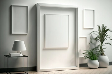 Wall Mural - mockup poster frame in minimalist modern interior;