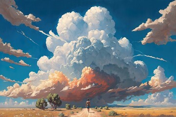 Wall Mural - Bright Horizons, Wild Skies: Embracing the Joys of a Hot Day Generative AI