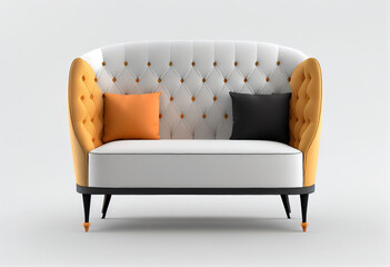 Comfortable leather sofa isolated on a white background. 3d render. generative ai 