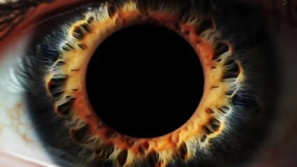 Close-up of the human eye. Magnification of the pupil