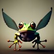Frogs in different poses and locations, simulating human society, generated by AI