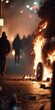 © RealPeopleStudio - Photo of street during night street riots created with Generative AI technology