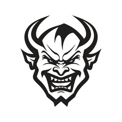 Wall Mural - devil, logo concept black and white color, hand drawn illustration
