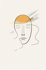 Poster - Abstract portrait illustration digital art face person poster background artwork 
minimal expressionism line art drawing style yoga peaceful graphic design character generative ai
