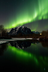 Wall Mural -  view of the northern lights at night time, seen in Alaska