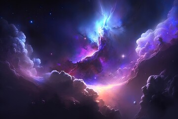 Wall Mural - purple galaxy universe background, generative ai	
