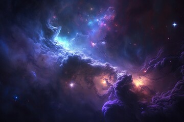 Wall Mural - purple galaxy universe background, generative ai	
