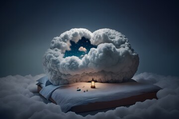 Wall Mural - cloud on bed created using ai generative technology