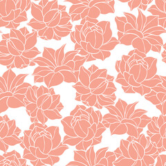 Wall Mural - Pink and White Flower Petal Seamless Vector Repeat Pattern