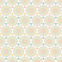 Wall Mural - Colorful Cute Little Mandala Circles Seamless Vector Repeat Pattern