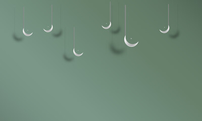 Ramadan Islamic Theme Background with Crescent Moon Islamic Ornament for Greeting Cards and so on Elegant Marine Green Ash Color Simple EPS 10