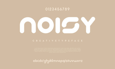 Wall Mural - Noisy modern abstract digital alphabet font. Minimal technology typography, Creative urban sport fashion futuristic font and with numbers. vector illustration