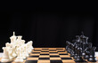 © Photo Sesaon - competition and the strategic planning guidelines on the checkmate board. Succeed on black background.