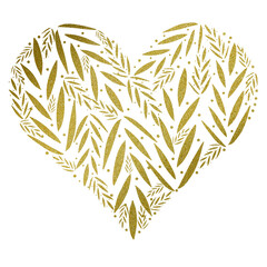 Wall Mural - Gold outline abstract heart shape.	
