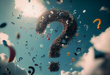 Question Marks Sign Flying. Generative AI