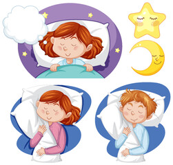 Poster - Set of girl having a good night sleep