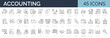 © SkyLine - Set of 45 line icons related to accounting, audit, taxes. Outline icon collection. Business symbols. Editable stroke. Vector illustration