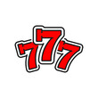 Jackpot sign, number 7 fortune bet and slot machine color line icon. Vector lucky sevens combination, 777 casino element, fortune game sign