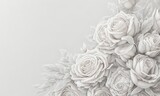 Fototapeta Do pokoju - white roses on black background ai generative
