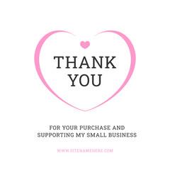 Poster - Thank you for purchase business support heart pink social media post design template vector