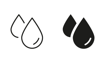 water drops silhouette and line icon set. droplet of water pictogram collection. dripped raindrop si