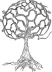 Wall Mural - Lineart abstract tree