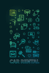 Wall Mural - Car Rental concept vertical colored banner - Outline illustration