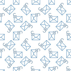 Poster - Envelope with Open Padlock vector outline seamless pattern