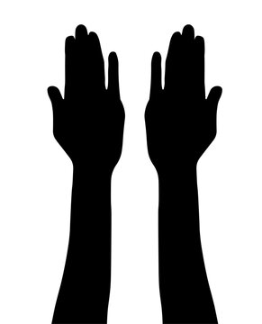 Worship God concept: human rising hands.