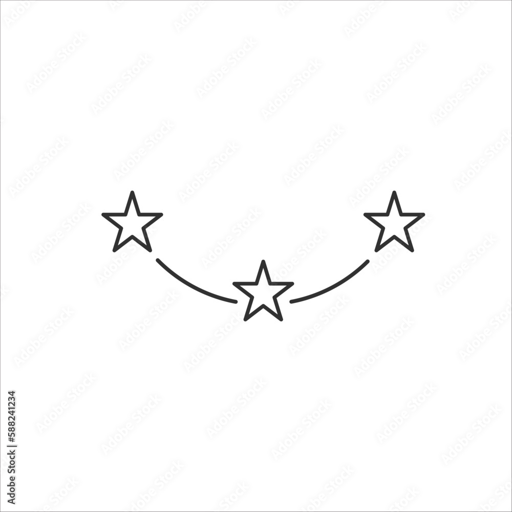 Three linear score stars in circle. linear icon. three stars. Vector illustration isolated on transparent background.
