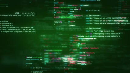 Programming code background loop. Perfect for software development presentations, tech-focused projects, or as a dynamic wallpaper, this animation showcases the intricacies of computer languages
